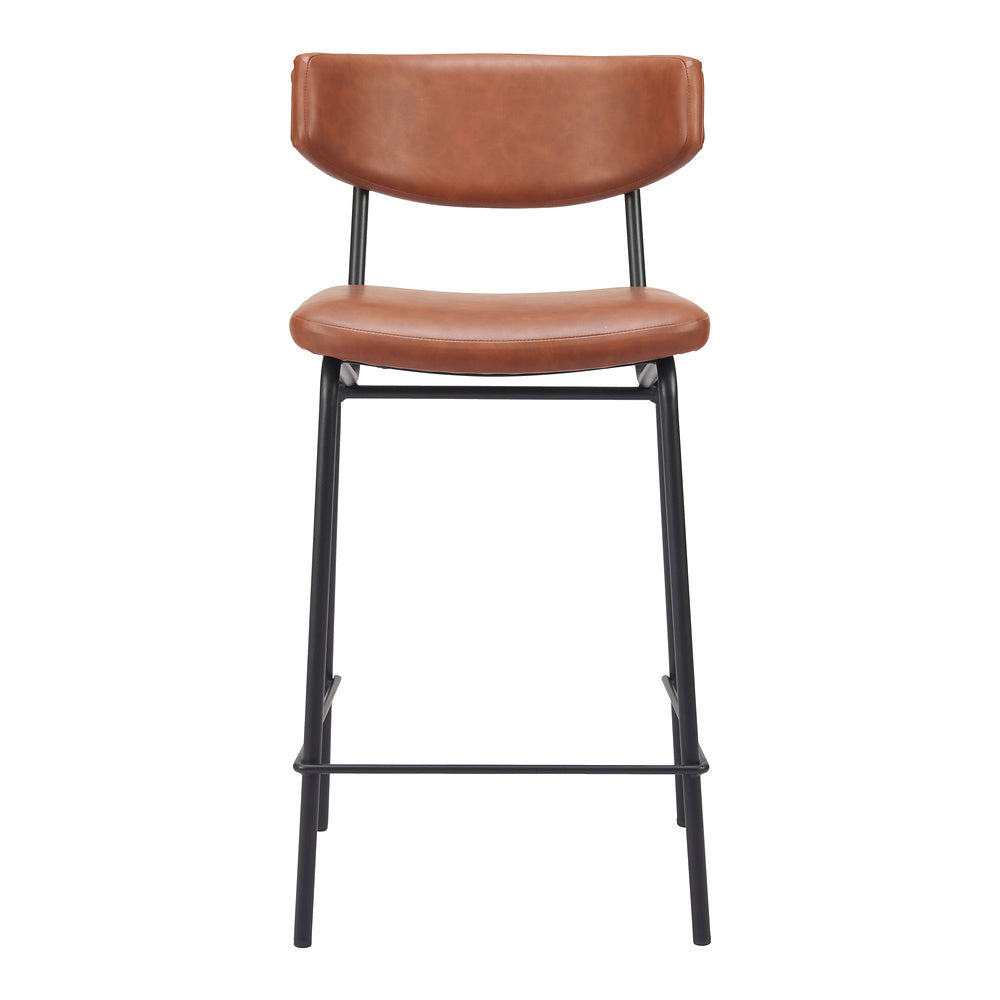 Banco Mostrador para Pub - ZUO CHARON - Varios Colores - Asiento y Respaldo Tapizados en Piel Sintética - Vintage Café