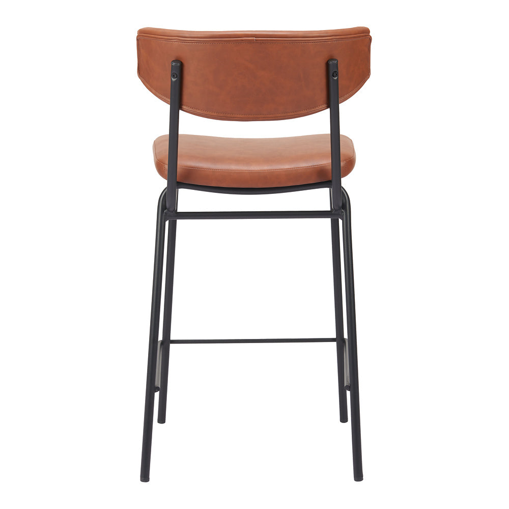 Banco Mostrador para Pub - ZUO CHARON - Varios Colores - Asiento y Respaldo Tapizados en Piel Sintética - Vintage Café