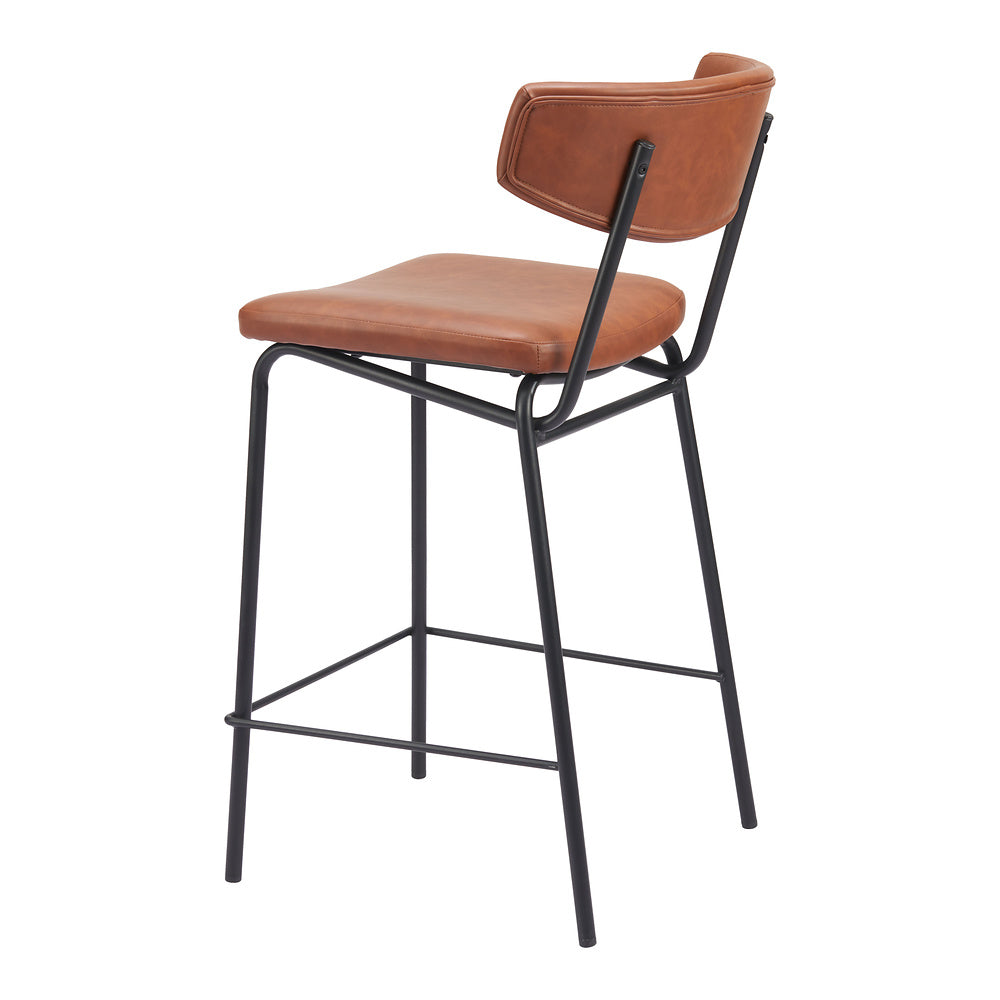 Banco Mostrador para Pub - ZUO CHARON - Varios Colores - Asiento y Respaldo Tapizados en Piel Sintética - Vintage Café