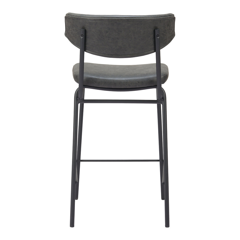 Banco Mostrador para Pub - ZUO CHARON - Varios Colores - Asiento y Respaldo Tapizados en Piel Sintética - Negro Vintage