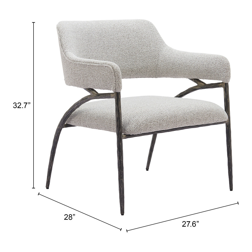 Sillón Ocasional para Salón de Belleza - ZUO VESTERBORO - Gris - Asiento y Respaldo Tapizados en Tejido Texturizado
