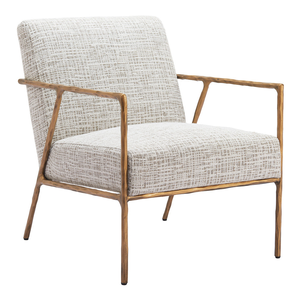 Sillón Ocasional para Sala de Espera - ZUO NORREBRO - Beige Escarcha - Asiento y Respaldo Tapizados en Tejido Texturizado