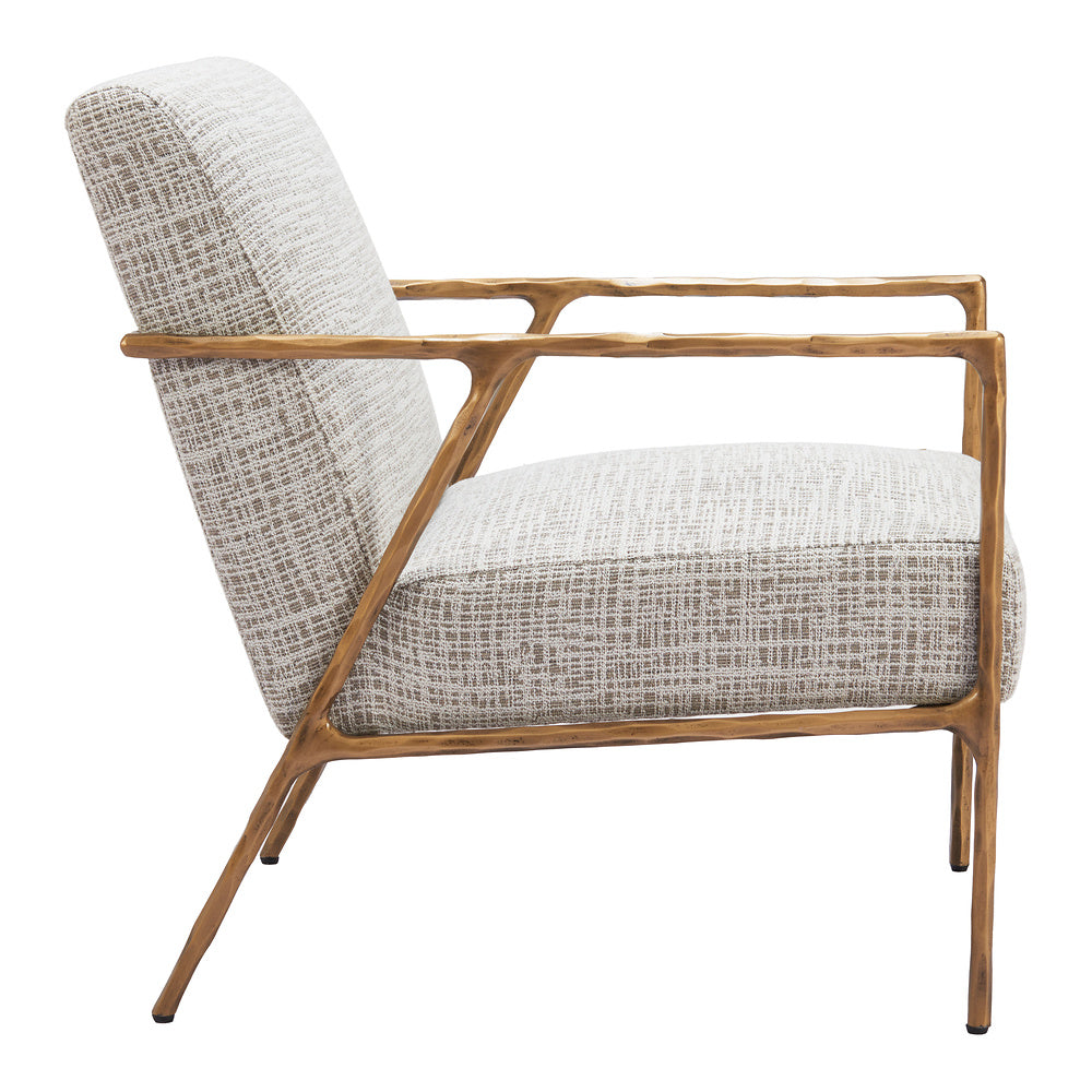 Sillón Ocasional para Sala de Espera - ZUO NORREBRO - Beige Escarcha - Asiento y Respaldo Tapizados en Tejido Texturizado