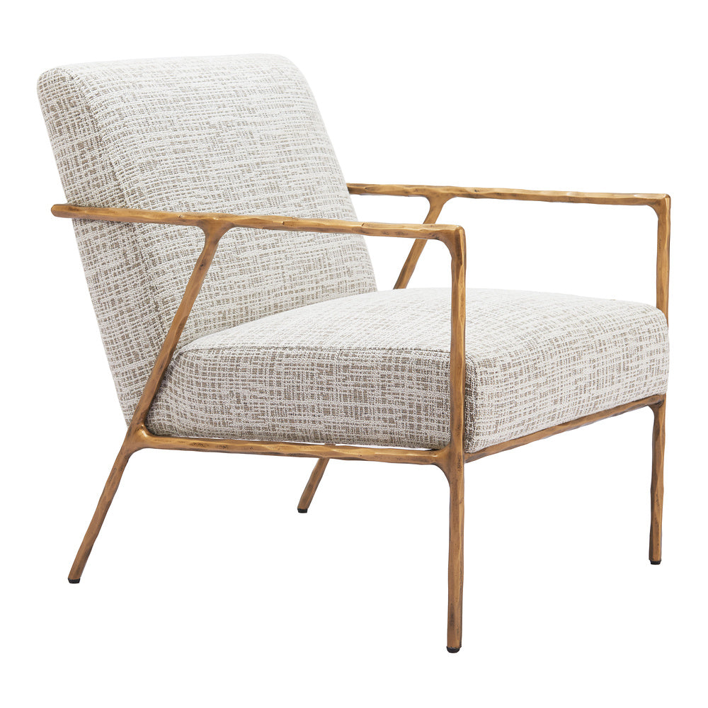 Sillón Ocasional para Sala de Espera - ZUO NORREBRO - Beige Escarcha - Asiento y Respaldo Tapizados en Tejido Texturizado