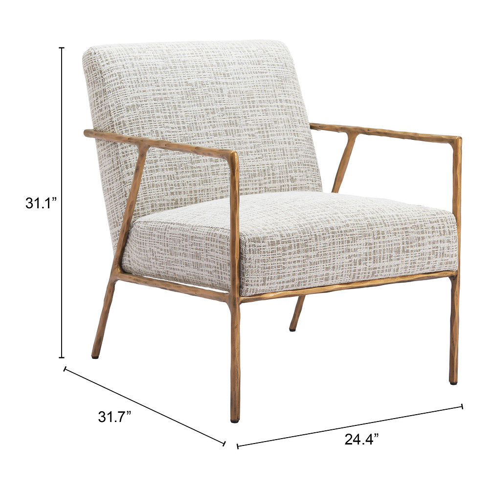 Sillón Ocasional para Sala de Espera - ZUO NORREBRO - Beige Escarcha - Asiento y Respaldo Tapizados en Tejido Texturizado