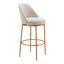Banco Alto para Pub - ZUO NORDHAVN - Varios Colores - Asiento y Respaldo Tapizados en Tejido Texturizado - Beige y Dorado