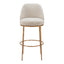 Banco Alto para Pub - ZUO NORDHAVN - Varios Colores - Asiento y Respaldo Tapizados en Tejido Texturizado - Beige y Dorado