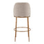 Banco Alto para Pub - ZUO NORDHAVN - Varios Colores - Asiento y Respaldo Tapizados en Tejido Texturizado - Beige y Dorado
