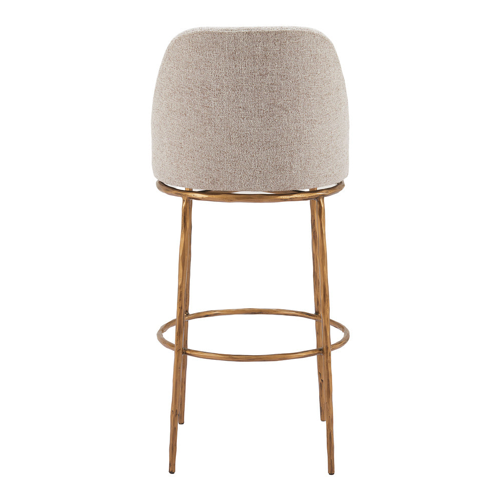 Banco Alto para Pub - ZUO NORDHAVN - Varios Colores - Asiento y Respaldo Tapizados en Tejido Texturizado - Beige y Dorado