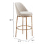Banco Alto para Pub - ZUO NORDHAVN - Varios Colores - Asiento y Respaldo Tapizados en Tejido Texturizado - Beige y Dorado