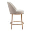 Banco Mostrador para Restaurante - ZUO NORDHAVN - Varios Colores - Asiento y Respaldo Tapizados en Tejido Texturizado - Beige y Dorado