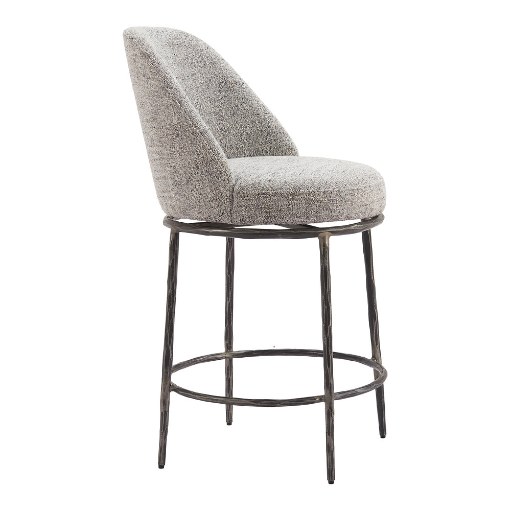 Banco Mostrador para Restaurante - ZUO NORDHAVN - Varios Colores - Asiento y Respaldo Tapizados en Tejido Texturizado - Gris
