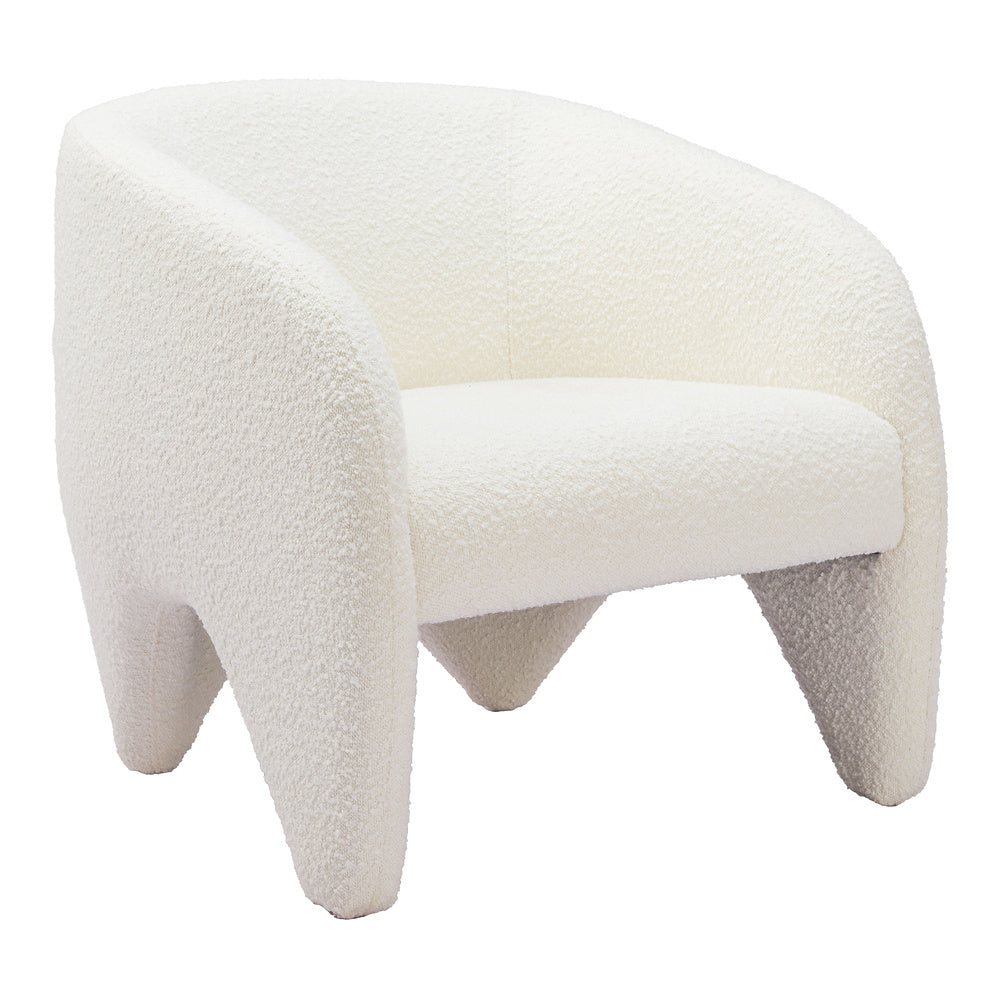 Sillón Ocasional para Recepción - ZUO LOPTA - Blanco - Asiento y Respaldo Tapizados en Tela Tipo Borrego
