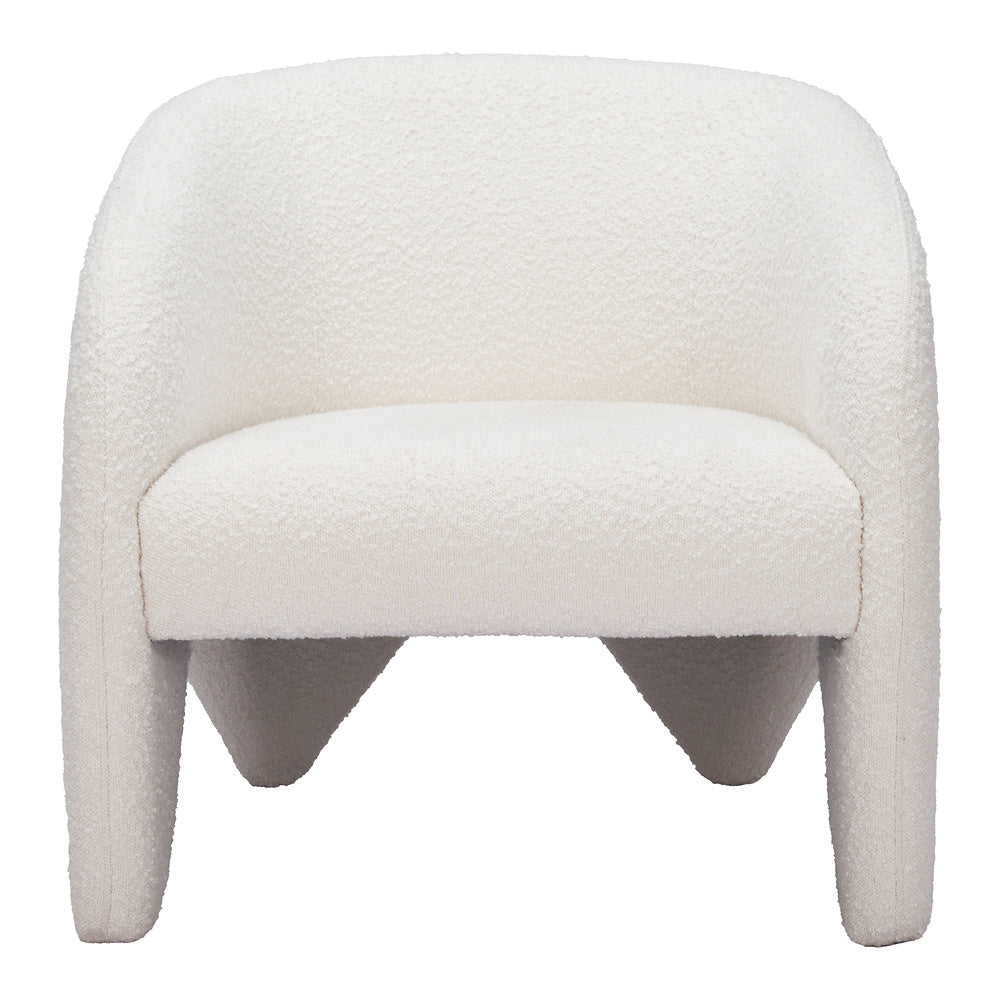 Sillón Ocasional para Recepción - ZUO LOPTA - Blanco - Asiento y Respaldo Tapizados en Tela Tipo Borrego