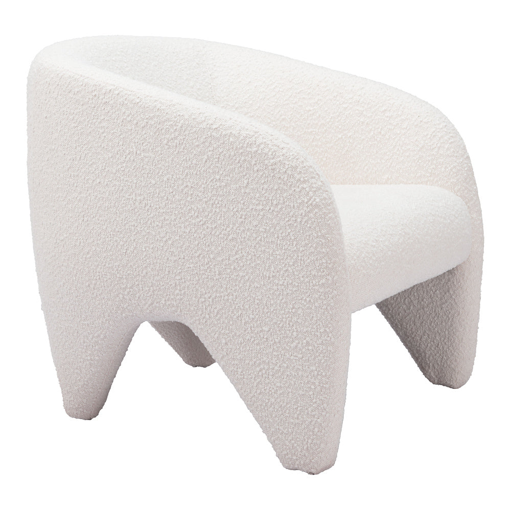 Sillón Ocasional para Recepción - ZUO LOPTA - Blanco - Asiento y Respaldo Tapizados en Tela Tipo Borrego