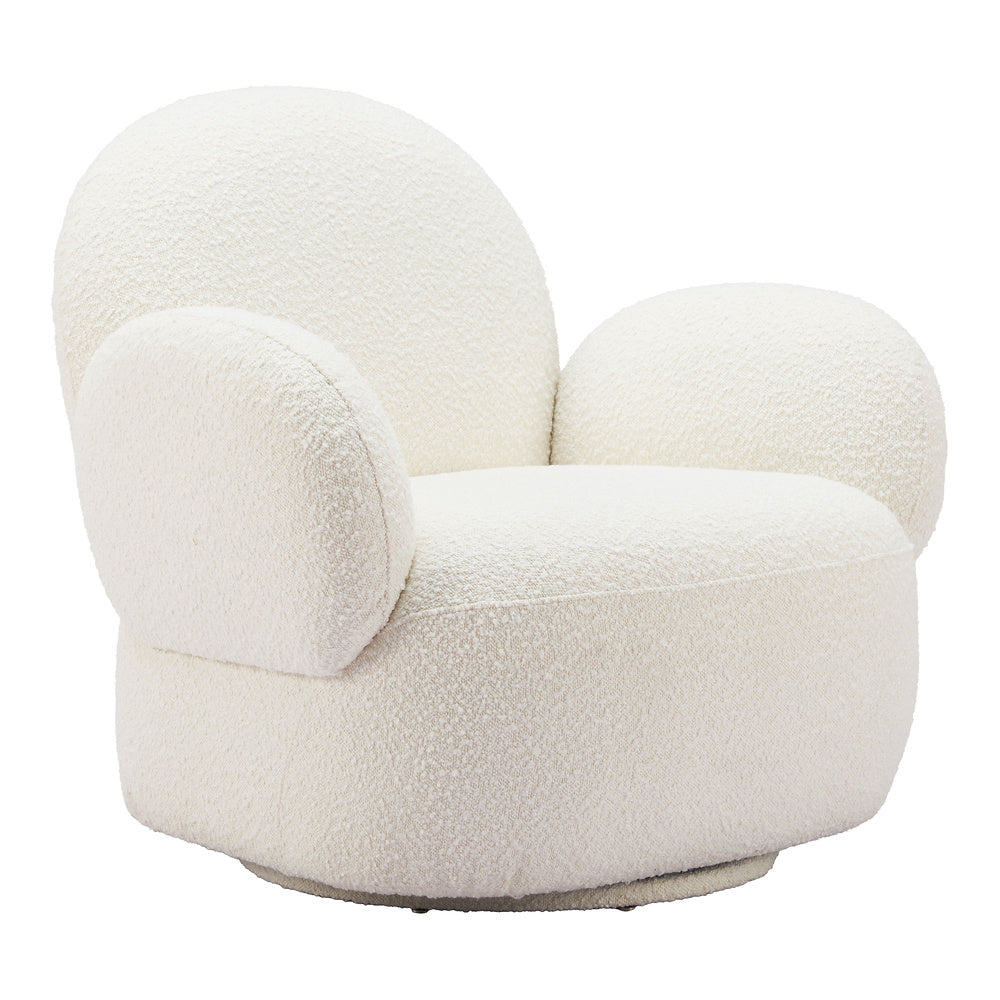 Silla Comercial para Comedor de Empresa - ZUO PILKA - Blanco - Asiento y Respaldo Tapizados en Tela Tipo Borrego