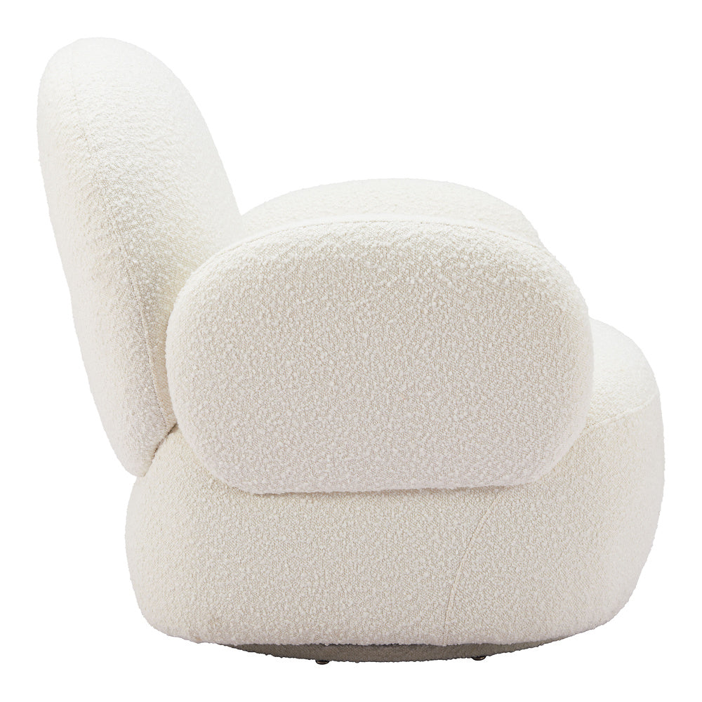 Silla Comercial para Comedor de Empresa - ZUO PILKA - Blanco - Asiento y Respaldo Tapizados en Tela Tipo Borrego