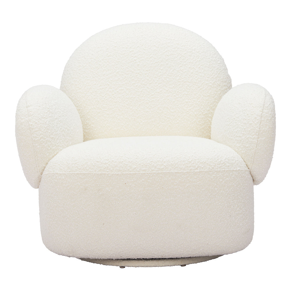 Silla Comercial para Comedor de Empresa - ZUO PILKA - Blanco - Asiento y Respaldo Tapizados en Tela Tipo Borrego