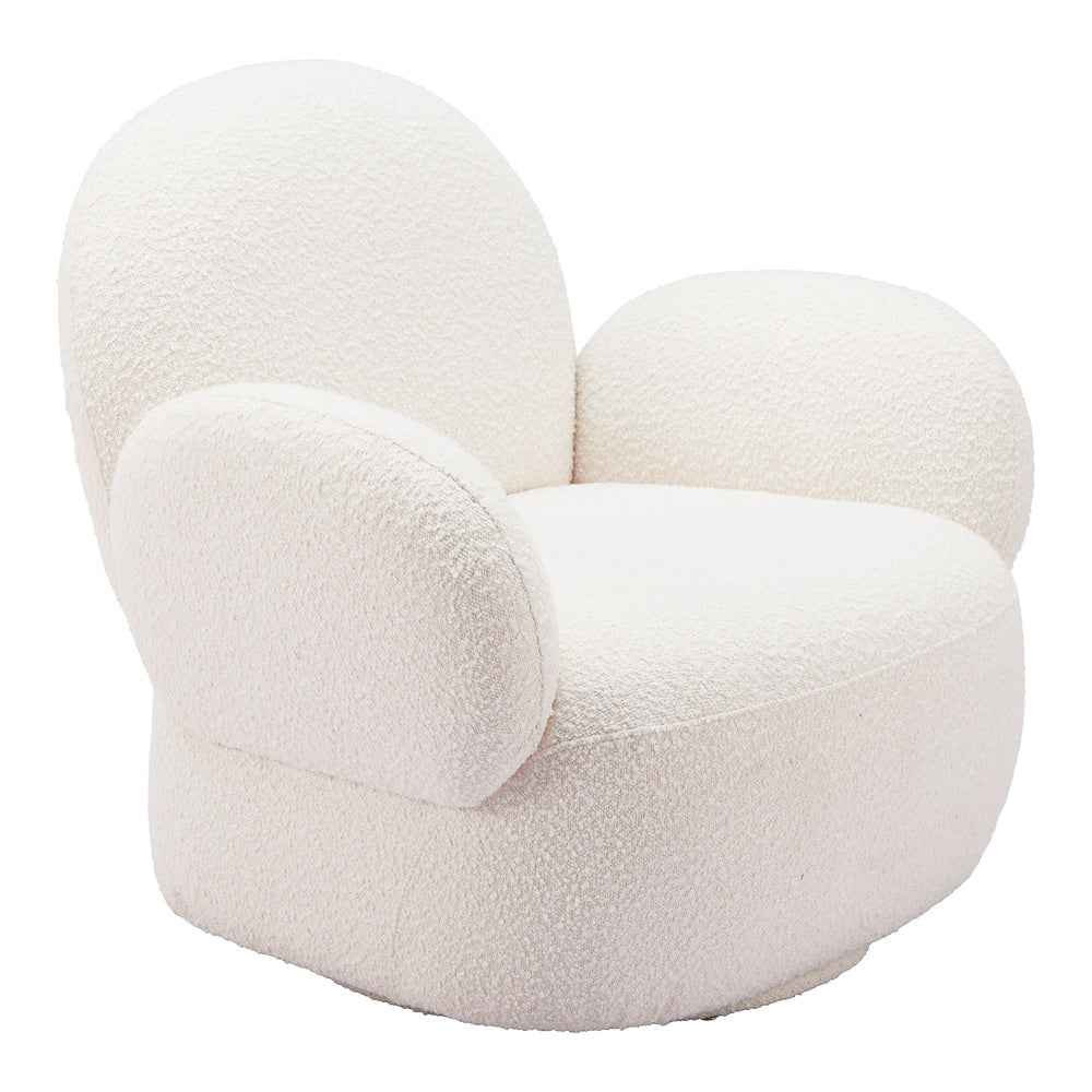 Silla Comercial para Comedor de Empresa - ZUO PILKA - Blanco - Asiento y Respaldo Tapizados en Tela Tipo Borrego
