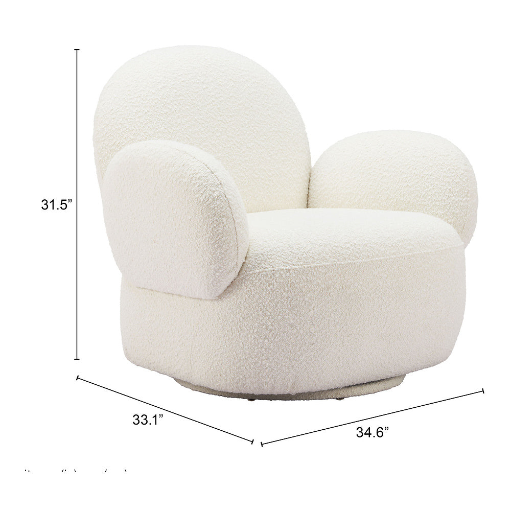 Silla Comercial para Comedor de Empresa - ZUO PILKA - Blanco - Asiento y Respaldo Tapizados en Tela Tipo Borrego