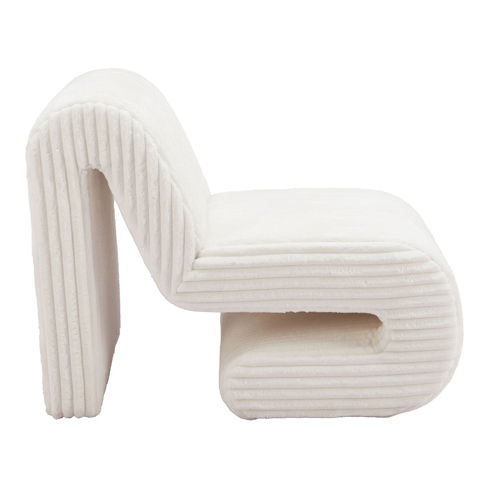 Sillón Ocasional para Salón de Belleza - ZUO OPAM - Blanco - Asiento y Respaldo Tapizados en Pana