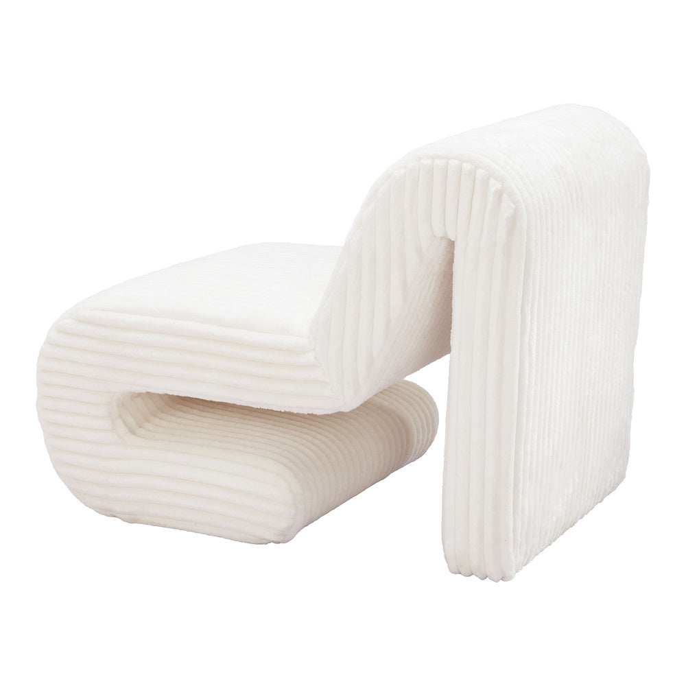 Sillón Ocasional para Salón de Belleza - ZUO OPAM - Blanco - Asiento y Respaldo Tapizados en Pana