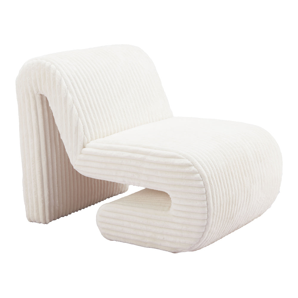 Sillón Ocasional para Salón de Belleza - ZUO OPAM - Blanco - Asiento y Respaldo Tapizados en Pana