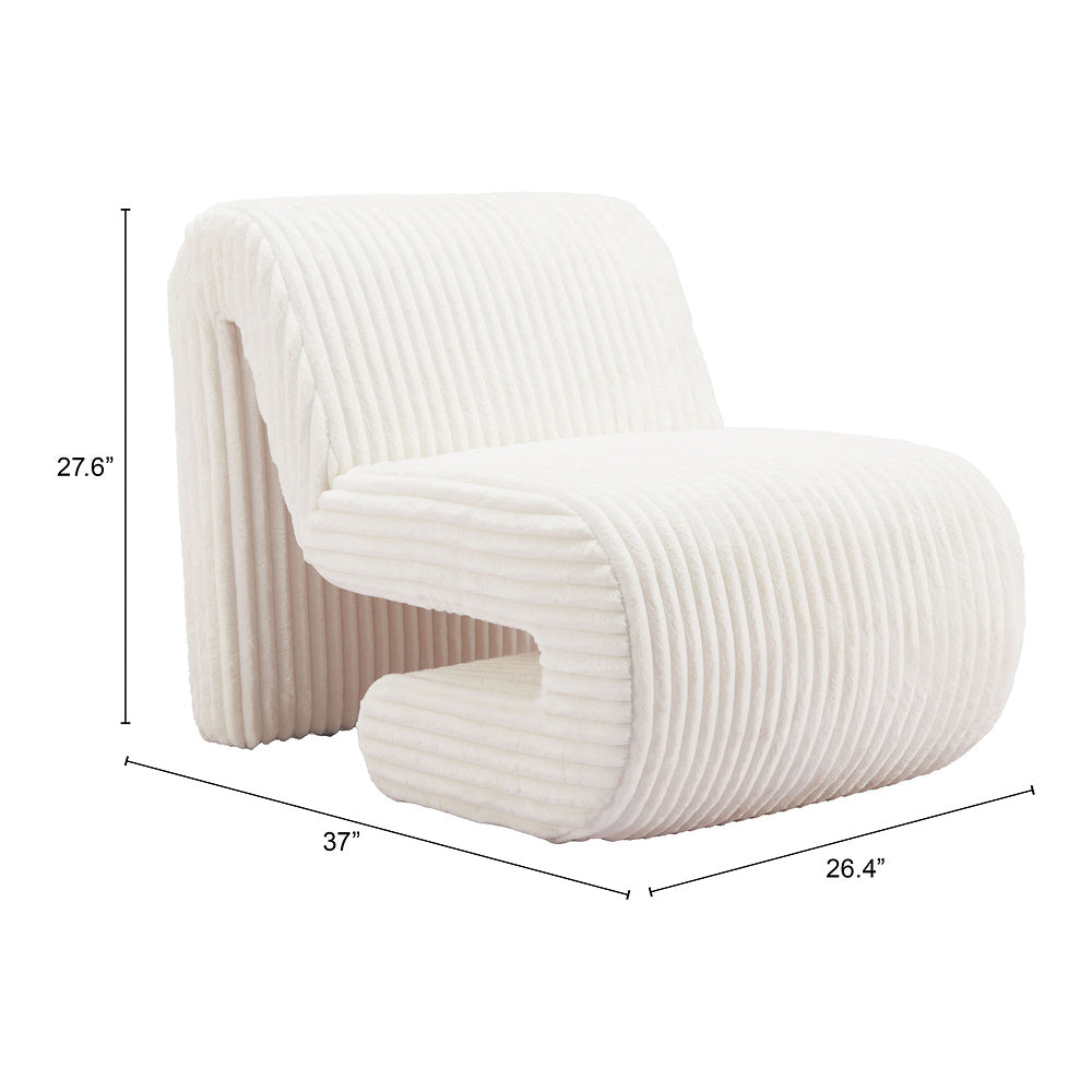 Sillón Ocasional para Salón de Belleza - ZUO OPAM - Blanco - Asiento y Respaldo Tapizados en Pana