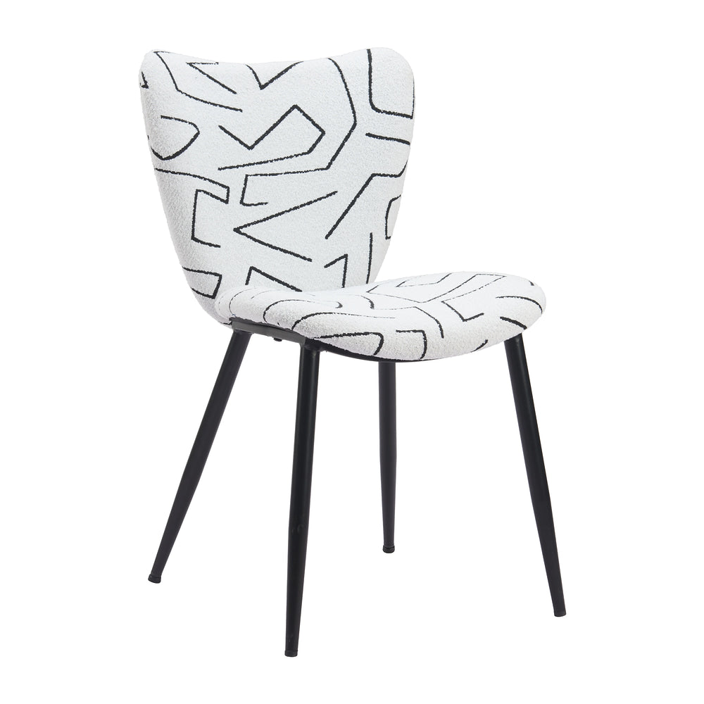 Silla Comercial para Cafetería - ZUO PRESTIGE - Blanco - Asiento y Respaldo Tapizados en Tejido Texturizado