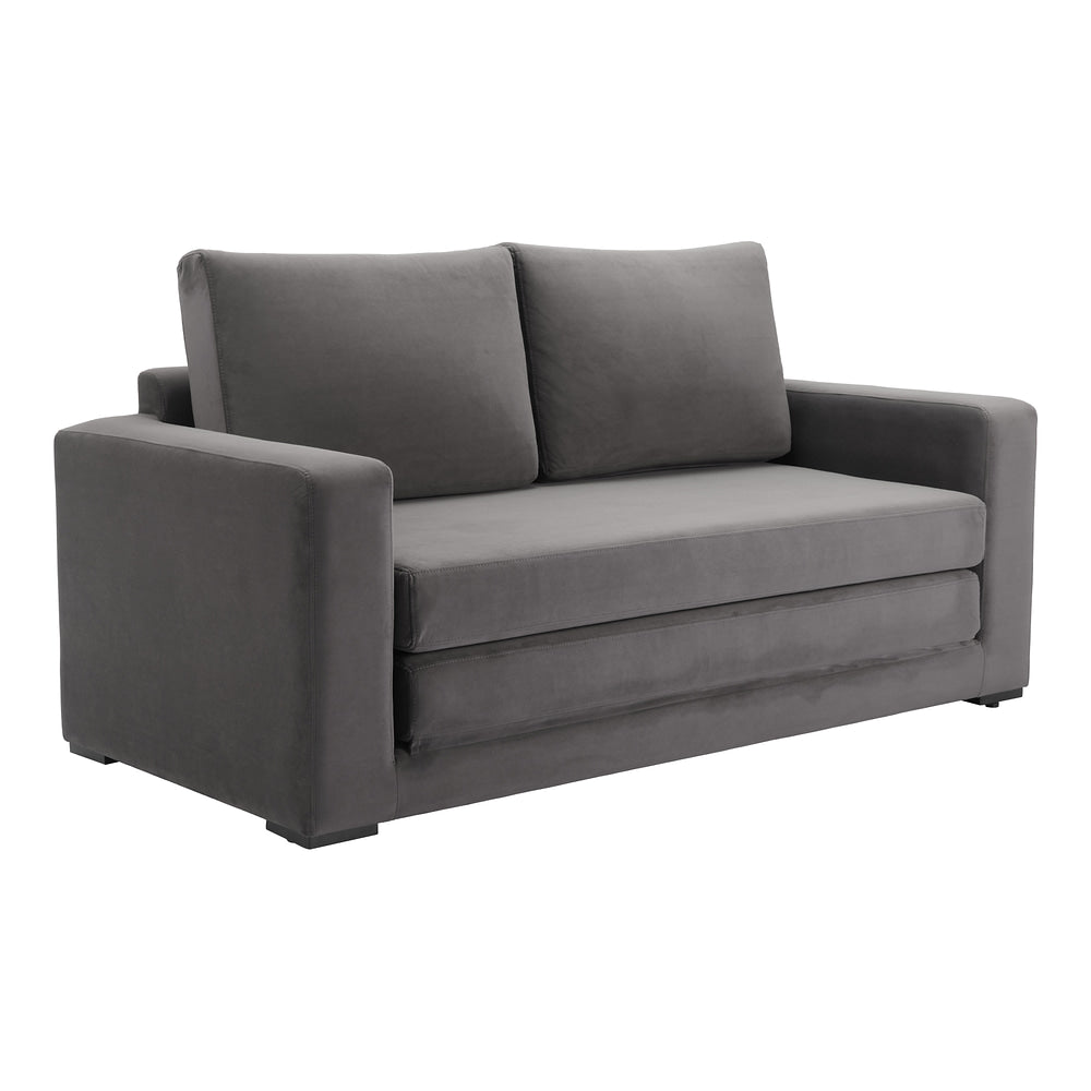 Sofá para Spa 2 Plazas - ZUO JIDE SLEEPER - Gris - Asiento y Respaldo Tapizados en Tela Tipo Terciopelo