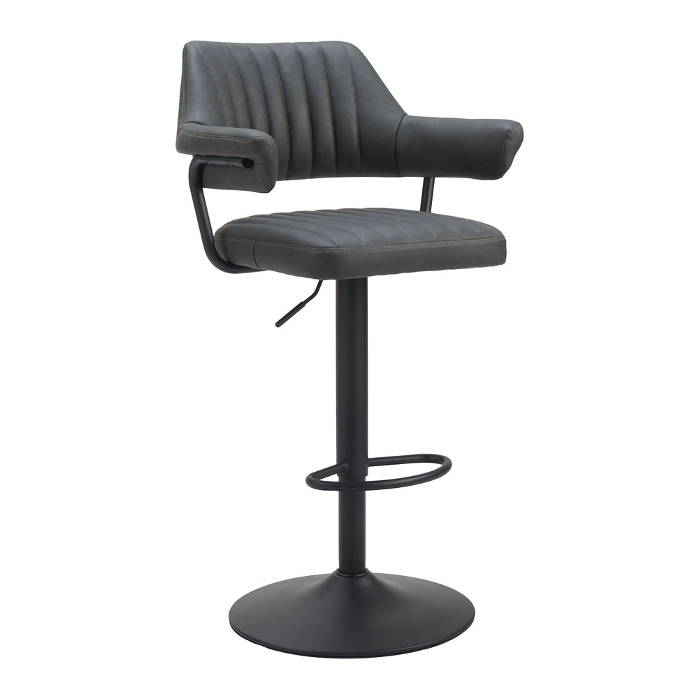 Banco Alto para Pub - ZUO ERRET - Varios Colores - Asiento y Respaldo Tapizados en Piel Sintética - Gris