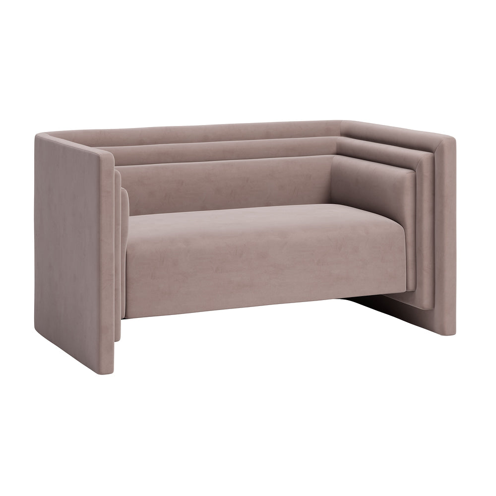 Love Seat para Área de Descanso 2 Plazas - ZUO TRIPPEL - Taupe - Asiento y Respaldo Tapizados en Tela Tipo Terciopelo