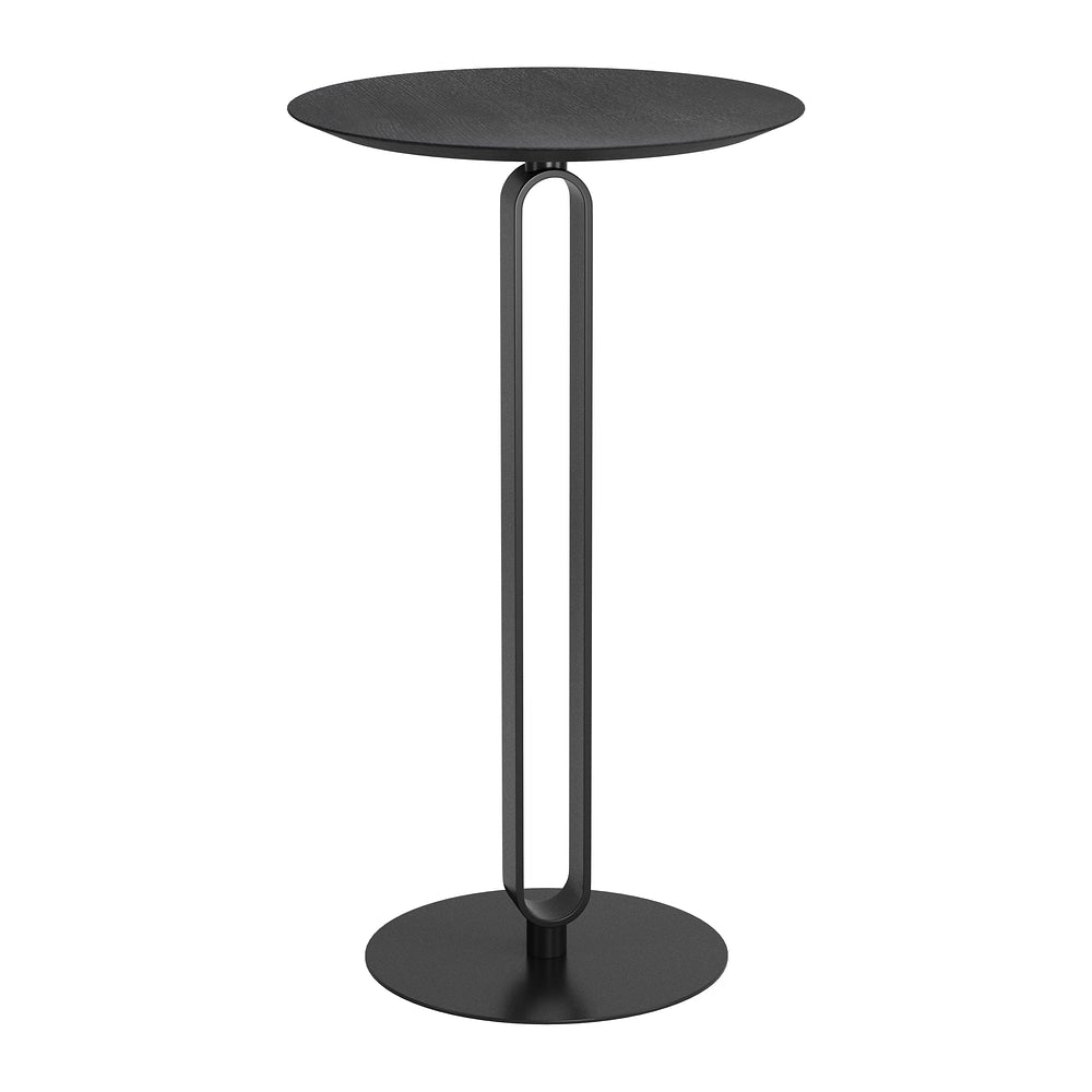 Mesa Alta para Comedor de Empresa - ZUO DERRY - Negro - Cubierta de MDF Símil Madera y Estructura de Acero con Recubrimiento en Polvo