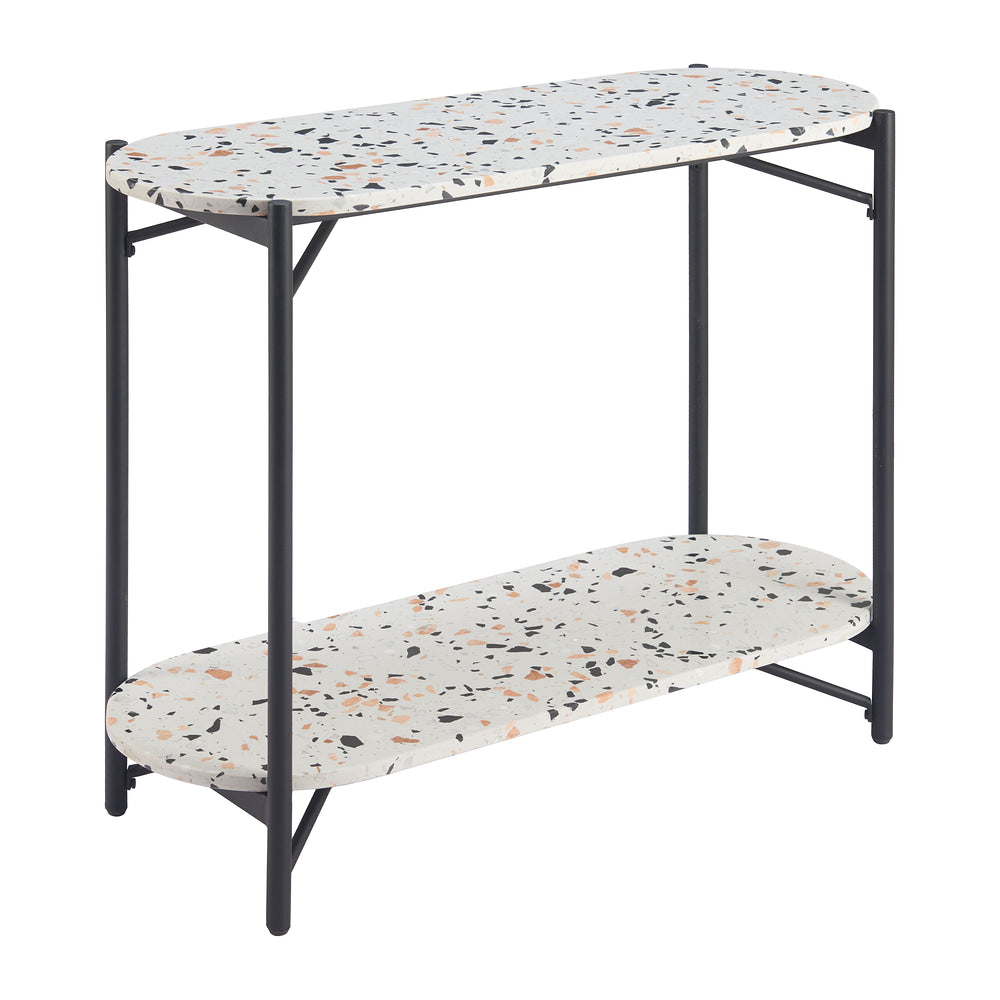 Mesa Consola para Sala de Espera - ZUO TUXEDO - Multicolor - Cubierta de Piedra Símil Terrazo y Estructura de Acero Sableado