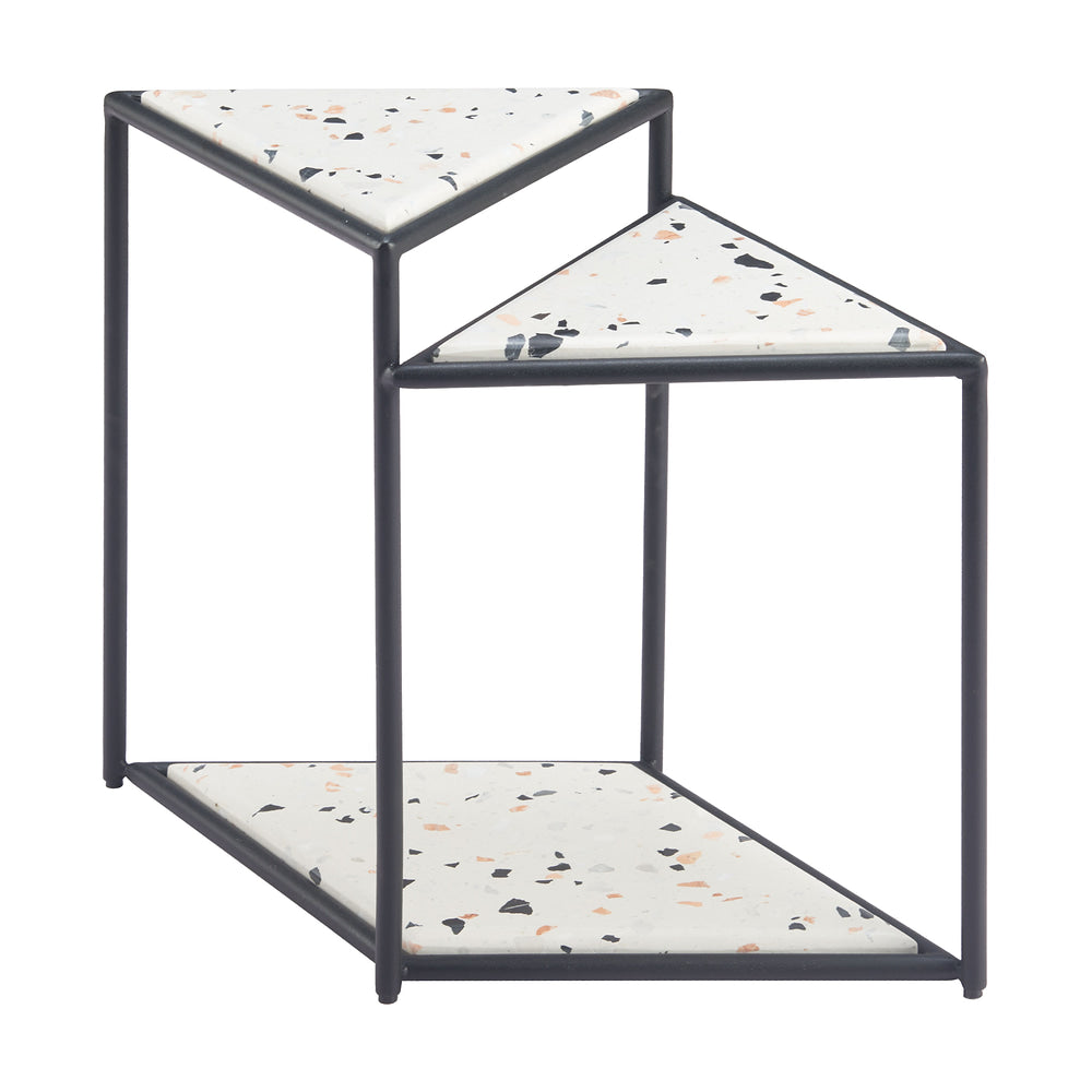 Mesa Auxiliar para Coworking - ZUO MISTE - Multicolor - Cubierta de Piedra Símil Terrazo y Estructura de Acero Sableado
