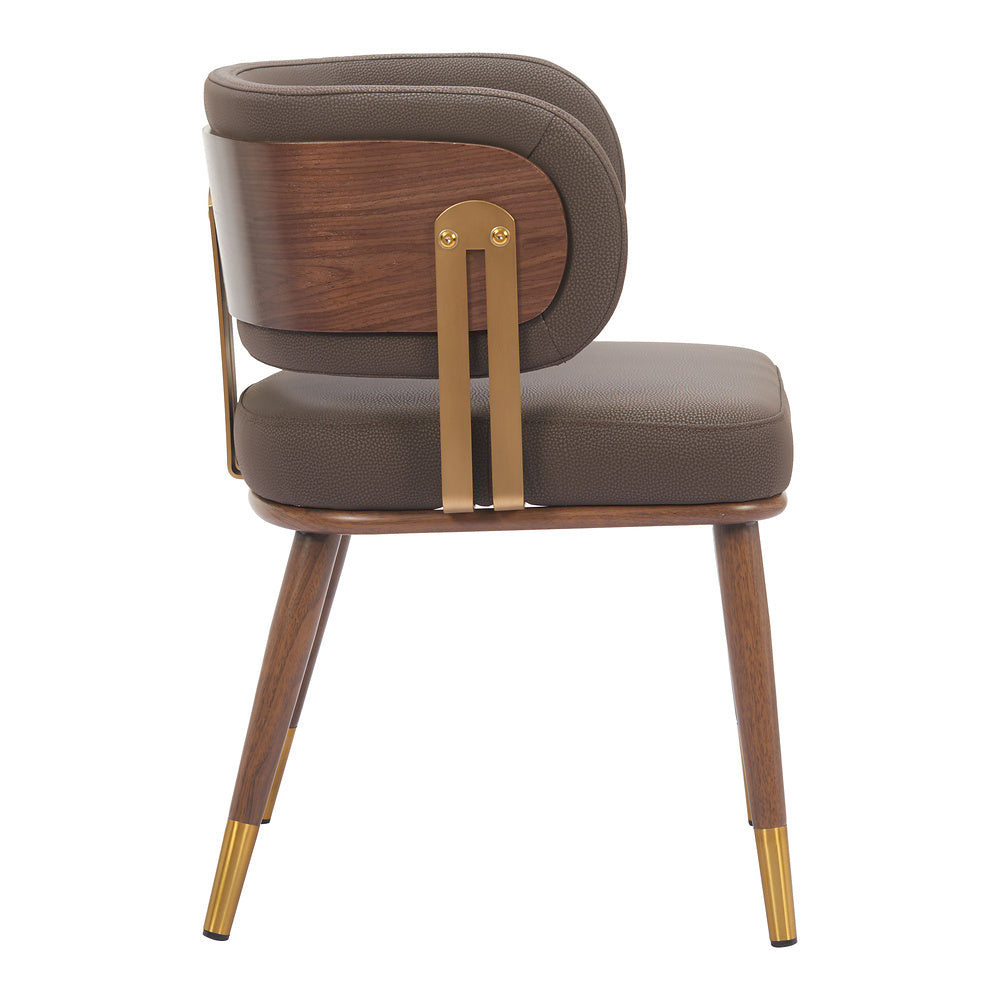 Silla Comercial para Bistró - ZUO BREW - Varios Colores - Asiento y Respaldo Tapizados en Piel Sintética - Café y Nogal