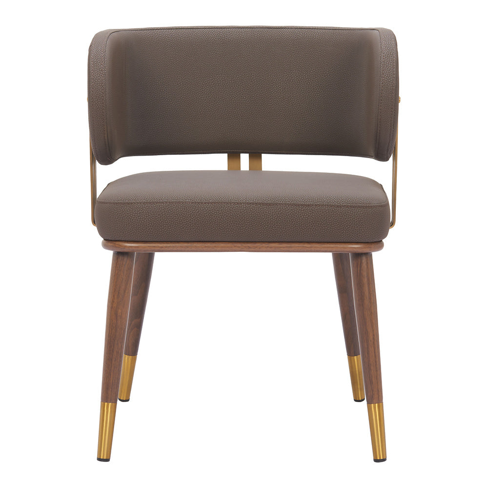Silla Comercial para Bistró - ZUO BREW - Varios Colores - Asiento y Respaldo Tapizados en Piel Sintética - Café y Nogal