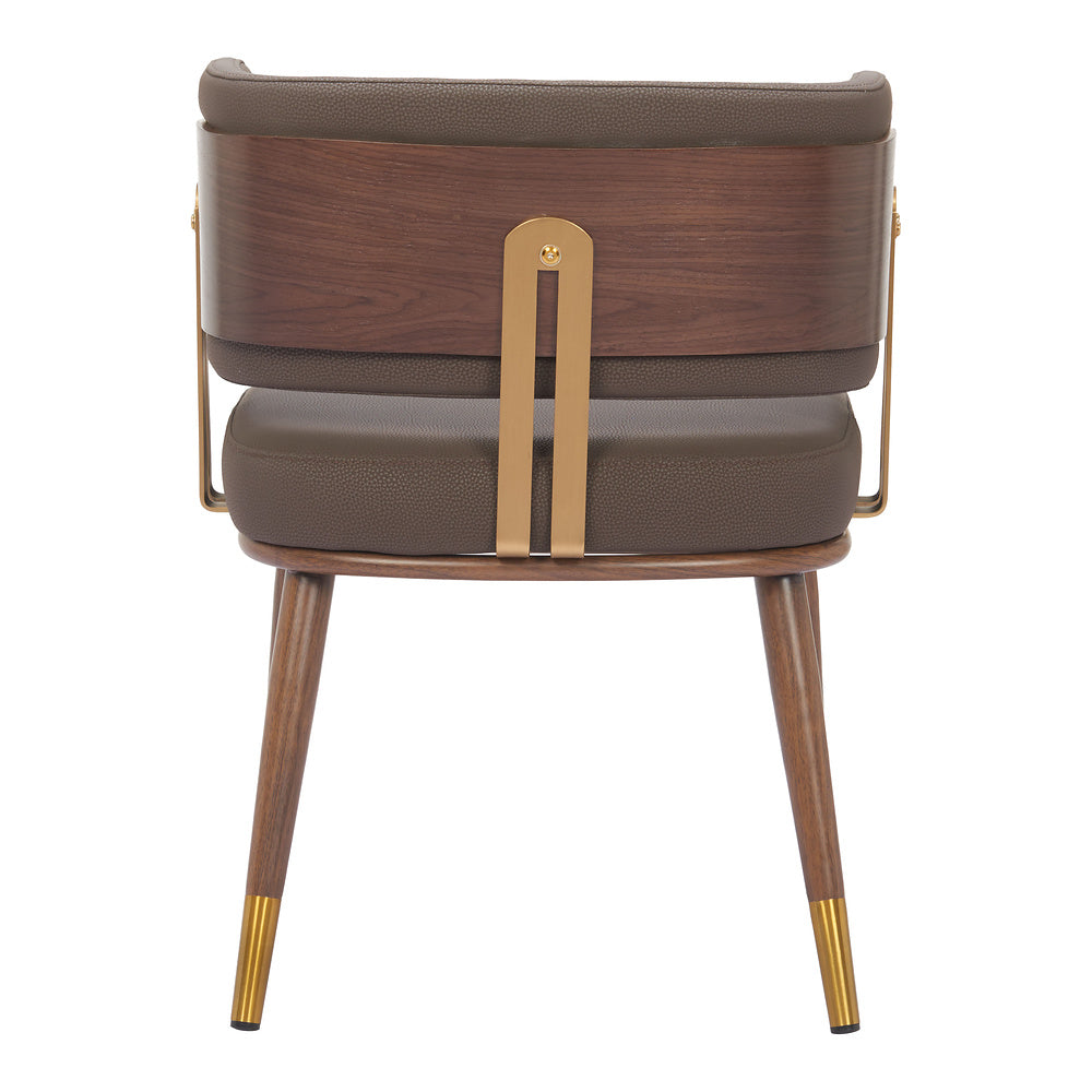 Silla Comercial para Bistró - ZUO BREW - Varios Colores - Asiento y Respaldo Tapizados en Piel Sintética - Café y Nogal