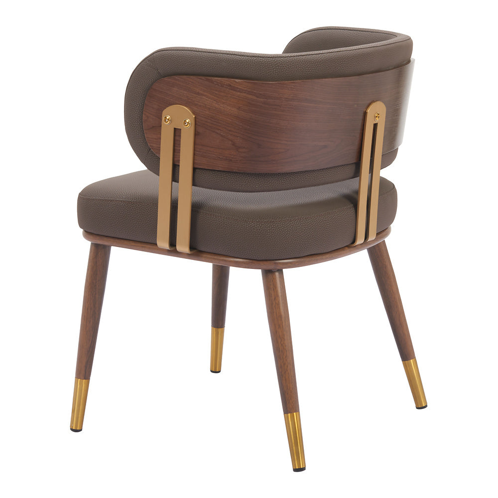 Silla Comercial para Bistró - ZUO BREW - Varios Colores - Asiento y Respaldo Tapizados en Piel Sintética - Café y Nogal
