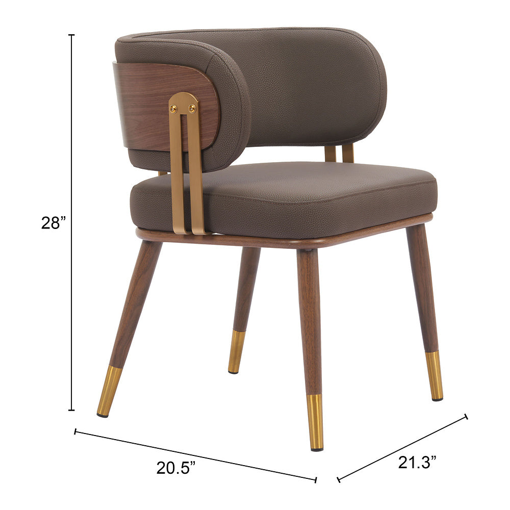 Silla Comercial para Bistró - ZUO BREW - Varios Colores - Asiento y Respaldo Tapizados en Piel Sintética - Café y Nogal
