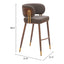 Banco Alto para Cafetería - ZUO BREW - Varios Colores - Asiento y Respaldo Tapizados en Piel Sintética - Café y Nogal