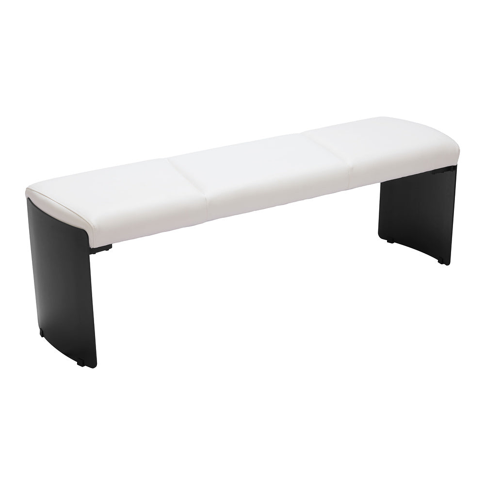 Banca para Comedor de Empresa 2 Plazas - ZUO MUR - Varios Colores - Asiento y Respaldo Tapizados en Piel Sintética - Blanco