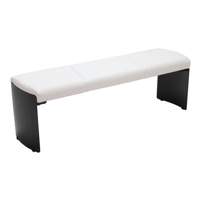 Banca para Comedor de Empresa 2 Plazas - ZUO MUR - Varios Colores - Asiento y Respaldo Tapizados en Piel Sintética - Blanco