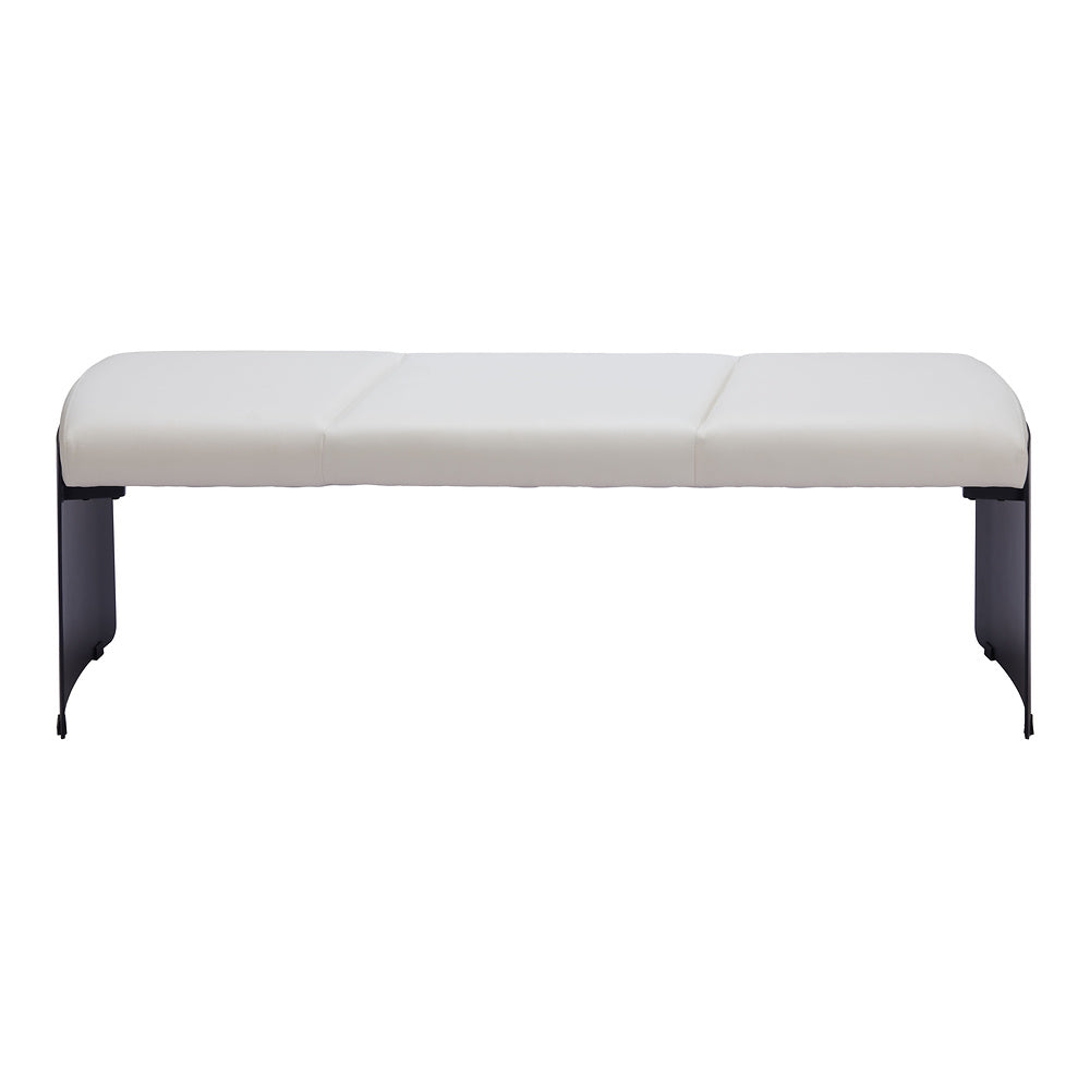 Banca para Comedor de Empresa 2 Plazas - ZUO MUR - Varios Colores - Asiento y Respaldo Tapizados en Piel Sintética - Blanco