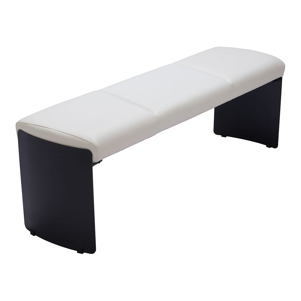 Banca para Comedor de Empresa 2 Plazas - ZUO MUR - Varios Colores - Asiento y Respaldo Tapizados en Piel Sintética - Blanco