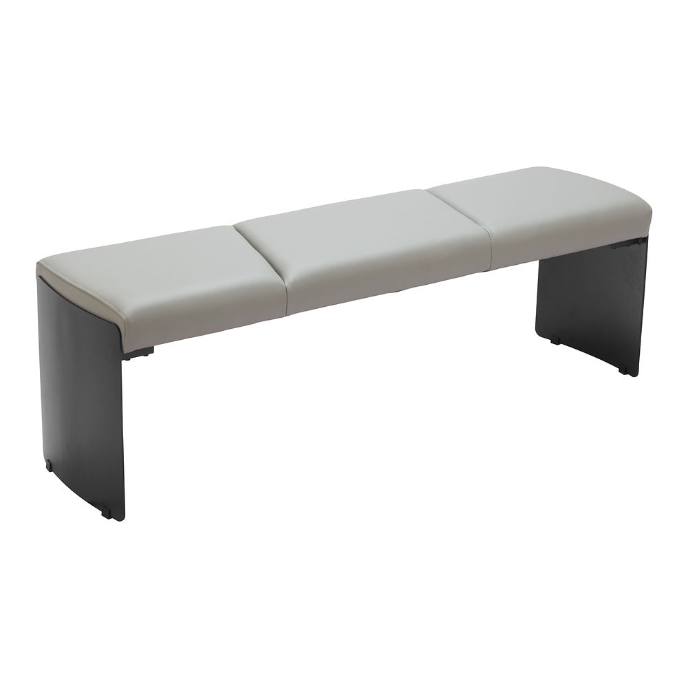 Banca para Comedor de Empresa 2 Plazas - ZUO MUR - Varios Colores - Asiento y Respaldo Tapizados en Piel Sintética - Gris