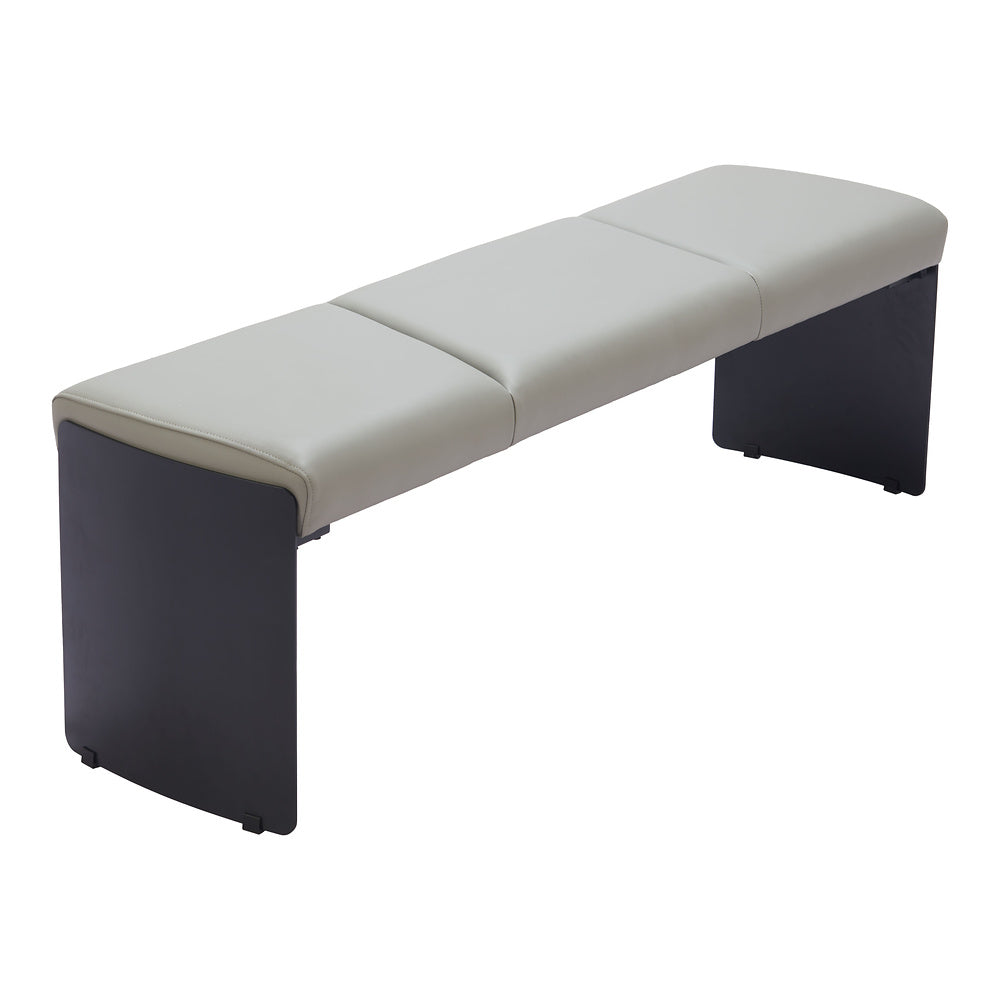 Banca para Comedor de Empresa 2 Plazas - ZUO MUR - Varios Colores - Asiento y Respaldo Tapizados en Piel Sintética - Gris