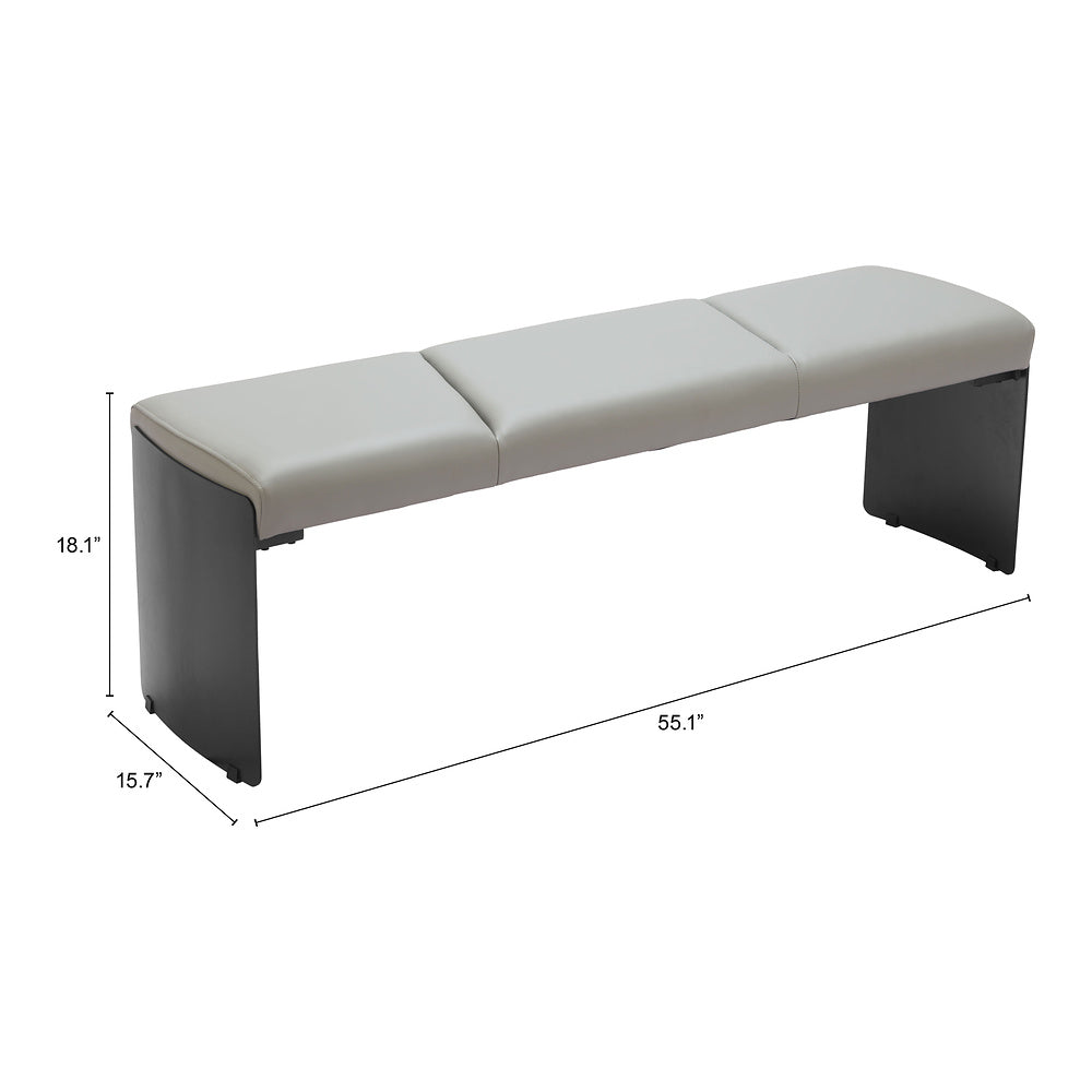 Banca para Comedor de Empresa 2 Plazas - ZUO MUR - Varios Colores - Asiento y Respaldo Tapizados en Piel Sintética - Gris