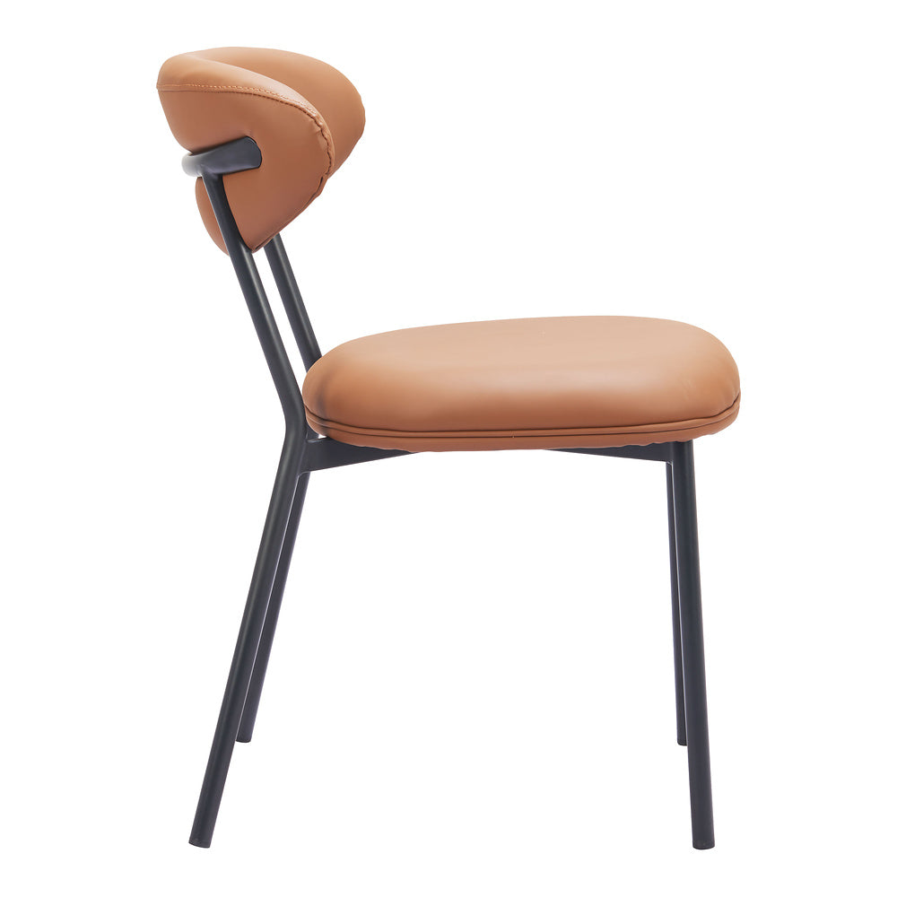 Silla Comercial para Salón de Eventos - ZUO RORUN - Café - Asiento y Respaldo Tapizados en Piel Sintética