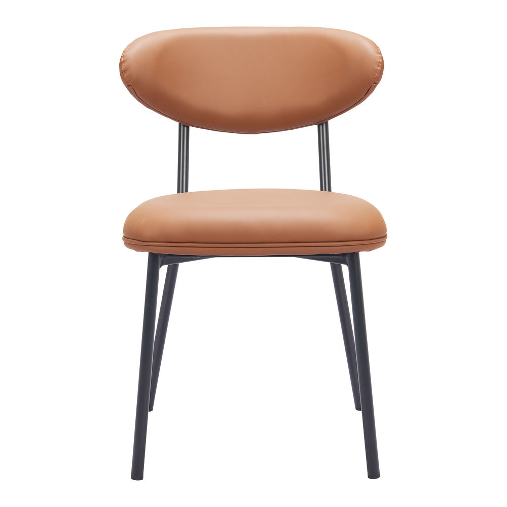 Silla Comercial para Salón de Eventos - ZUO RORUN - Café - Asiento y Respaldo Tapizados en Piel Sintética